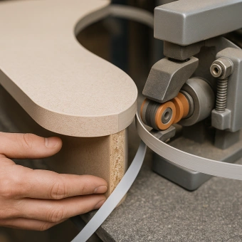 Криволинейная оклейка постформинга и срощенных деталей кромкой ПВХ